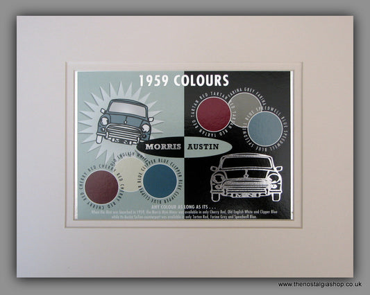 Mini 1959 Colours. Mounted Print.