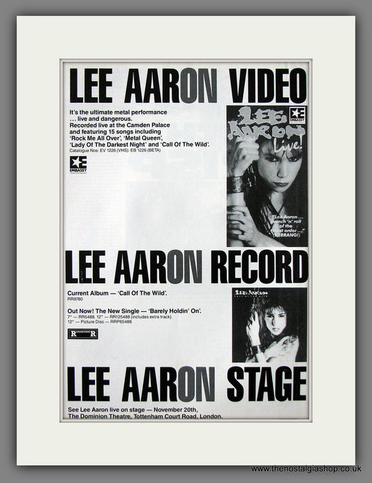 Lee Aaron On Video, Record, Stage.  Original Vintage Advert 1985 (ref AD56042)