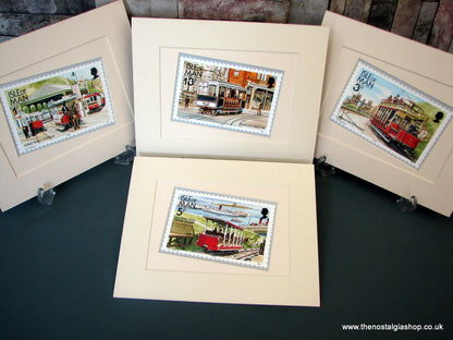 Trams on the Isle of Man. Set of 4 Mounted Prints.