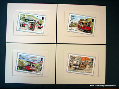 Trams on the Isle of Man. Set of 4 Mounted Prints.