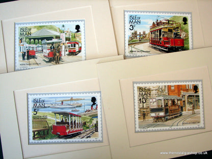 Trams on the Isle of Man. Set of 4 Mounted Prints.