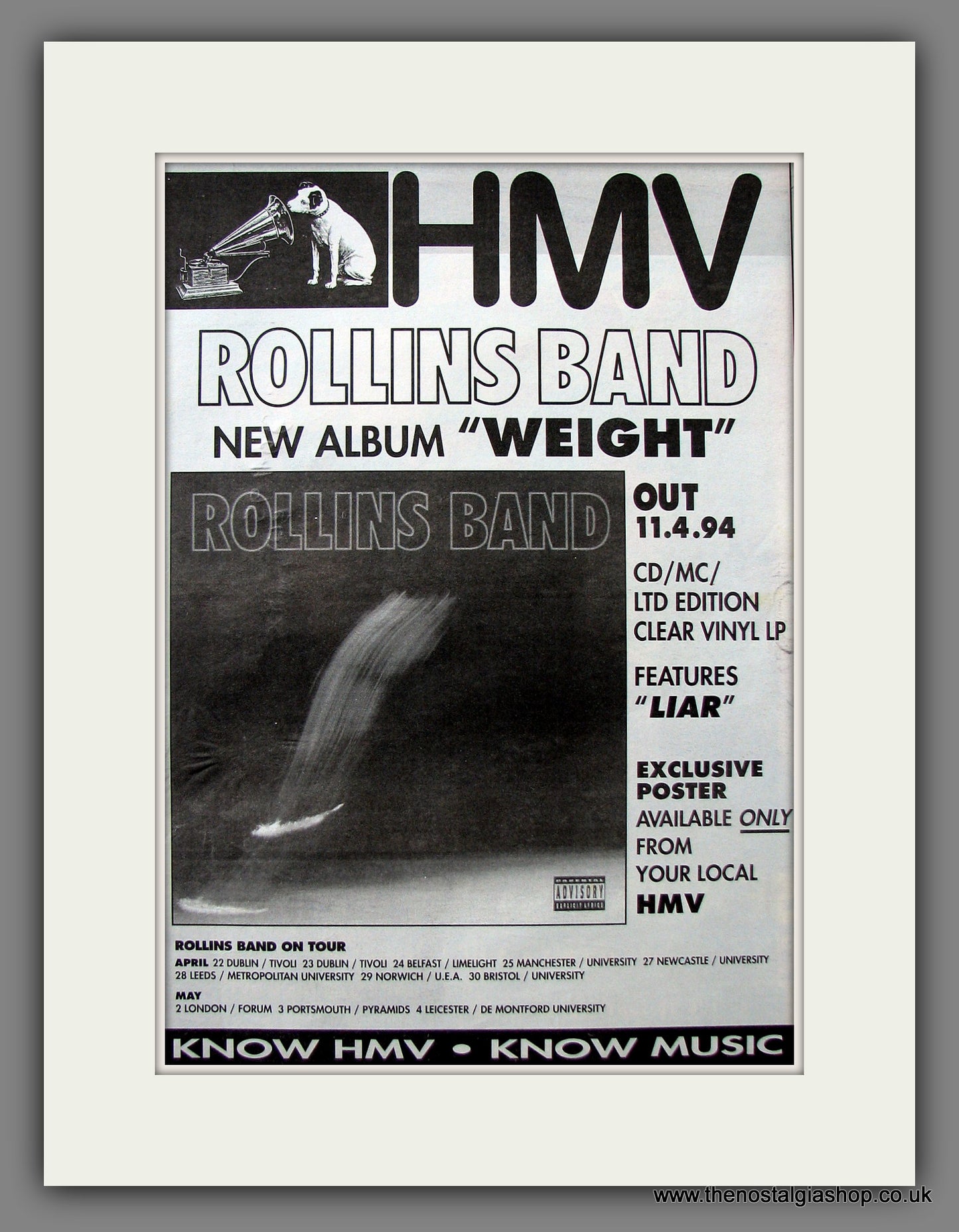 Rollins Band Weight. Original Advert 1994 (ref AD13727)