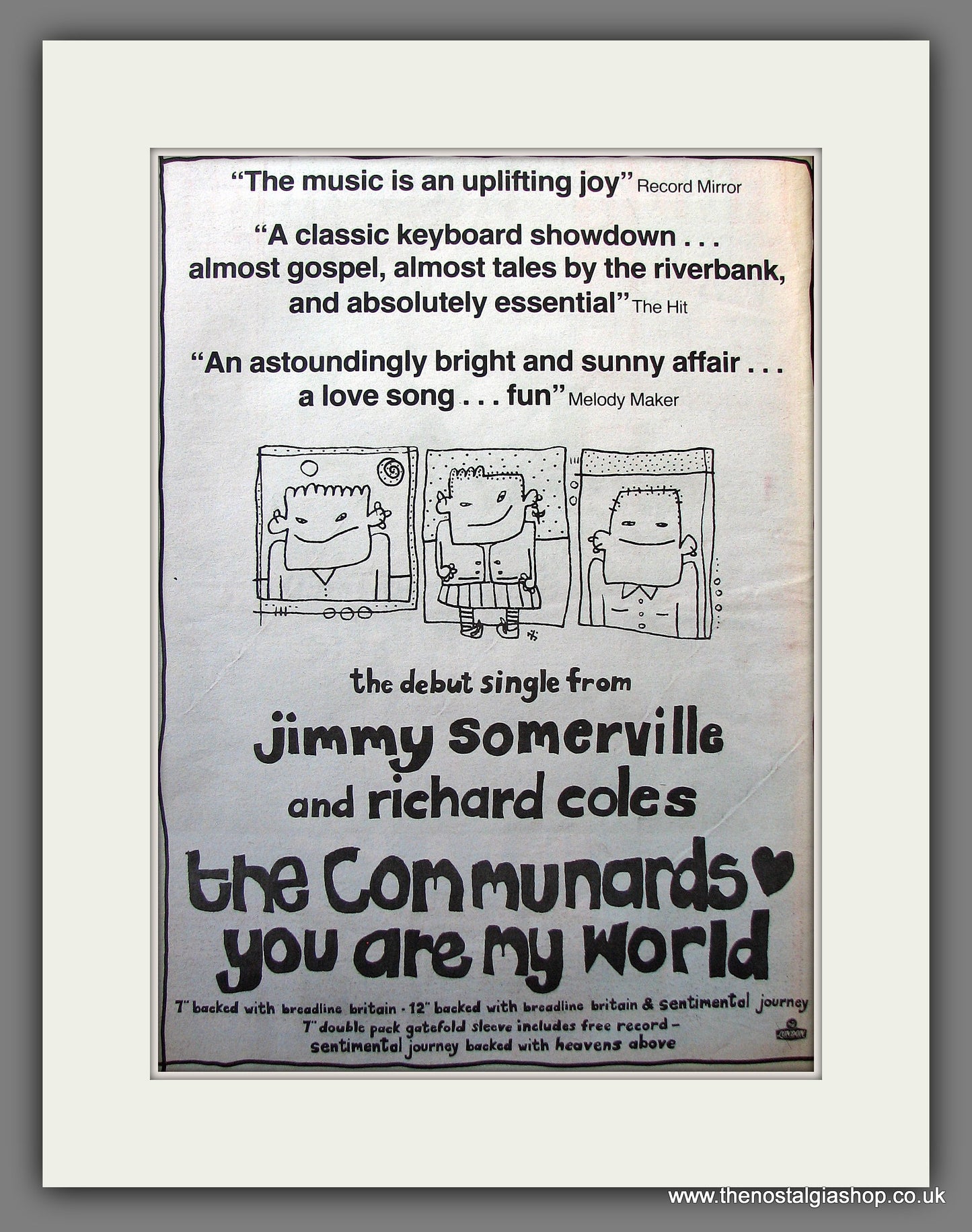 Communards (The) You Are My World. Original Advert 1985 (ref AD13749)