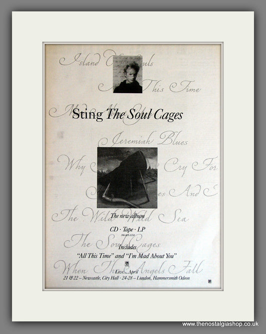 Sting The Soul Cages. Original Advert 1991 (ref AD13772)