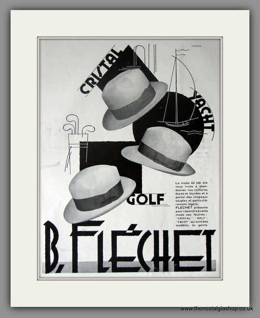 Flechet. Male Luxury Hats. Original French Advert 1930 (ref AD11233)