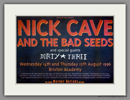 Nick Cave And The Bad Seeds. Brixton Academy. 1996 Original Advert (ref AD51302)