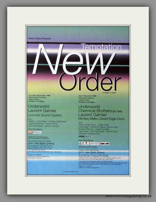 New Order. Temptation. 1998 Original Advert (ref AD51319)