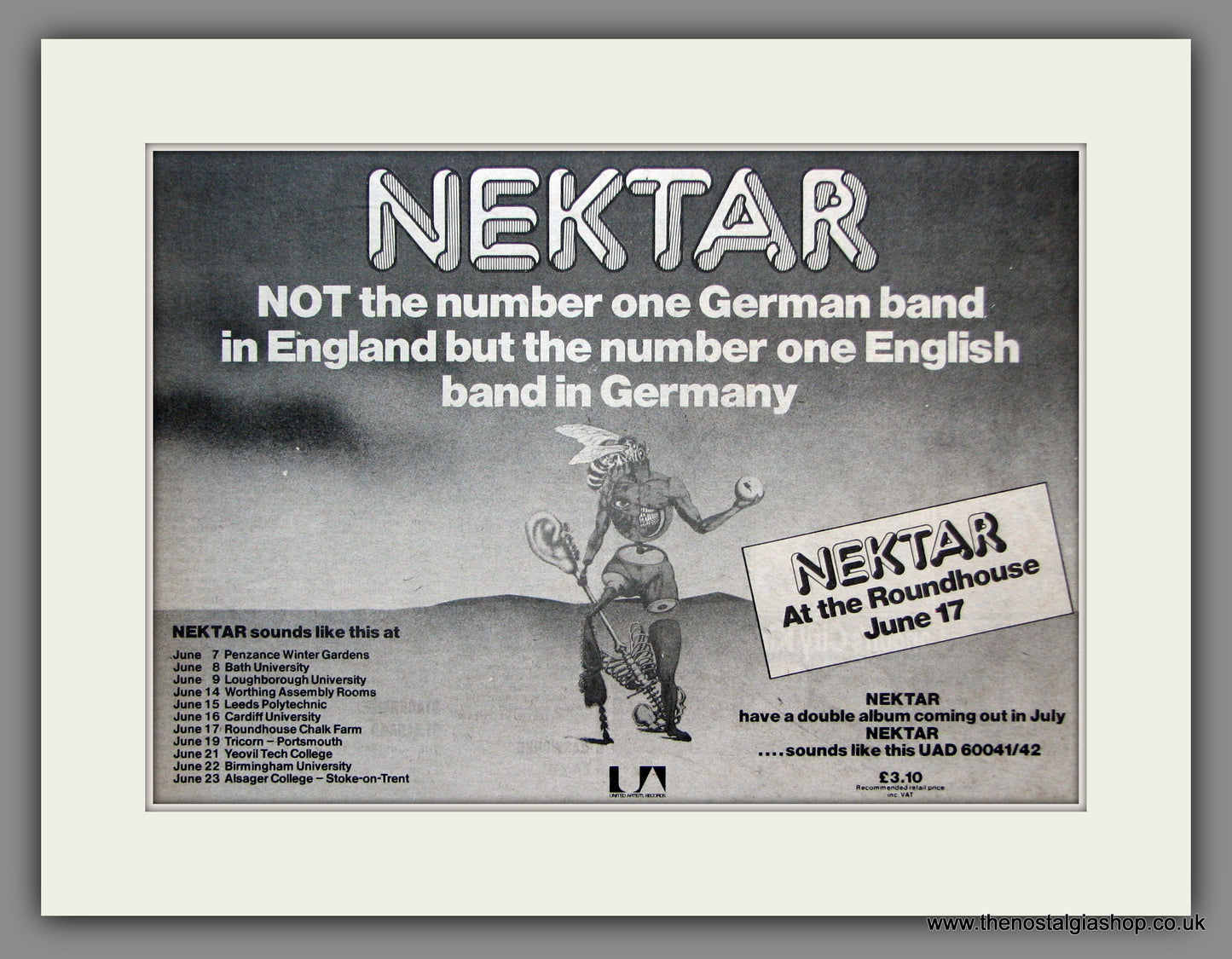 Nektar. On Tour. 1973 Original Advert (ref AD51322)