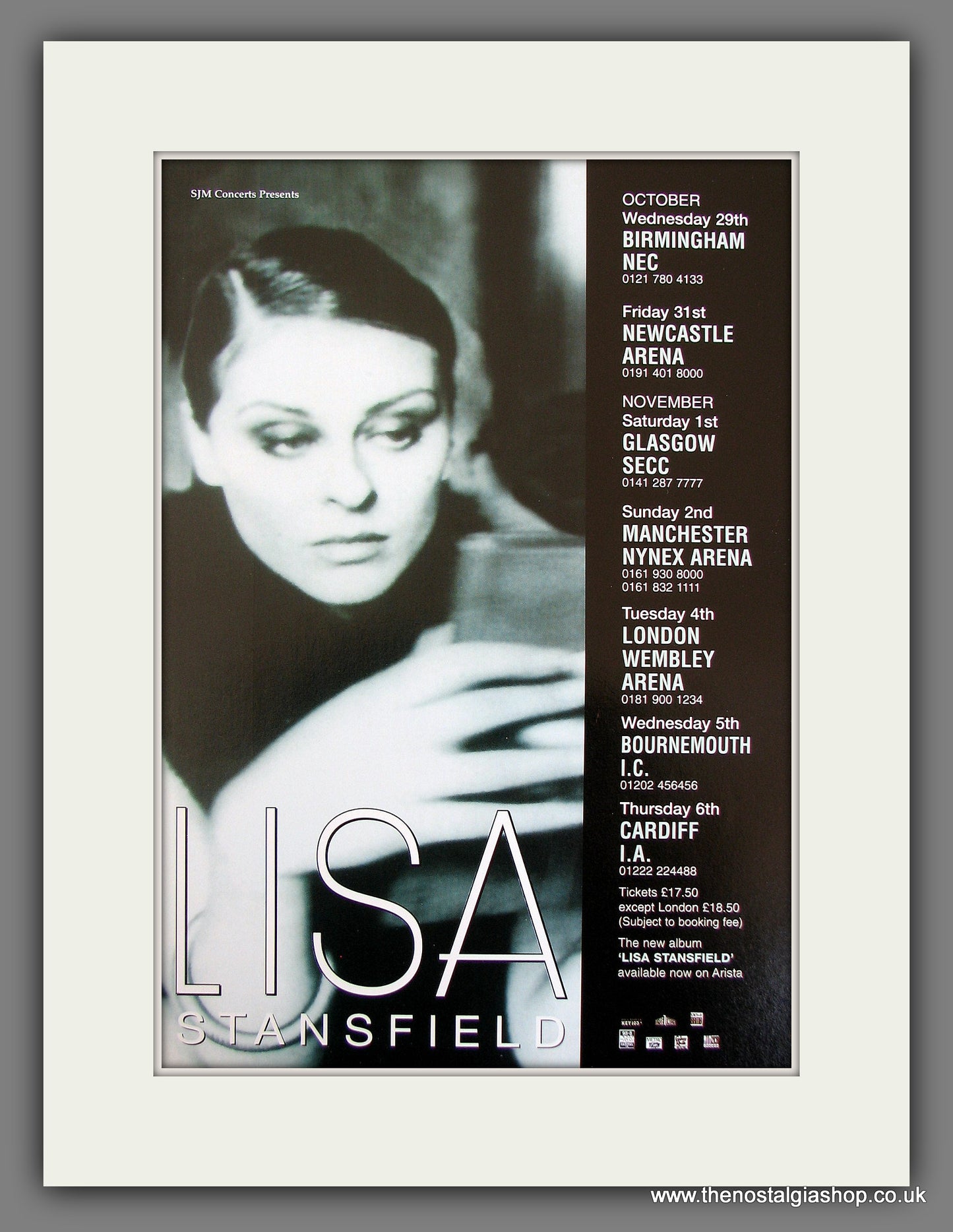 Lisa Stansfield Tour Dates. Original Vintage Advert 1993 (ref AD56212)