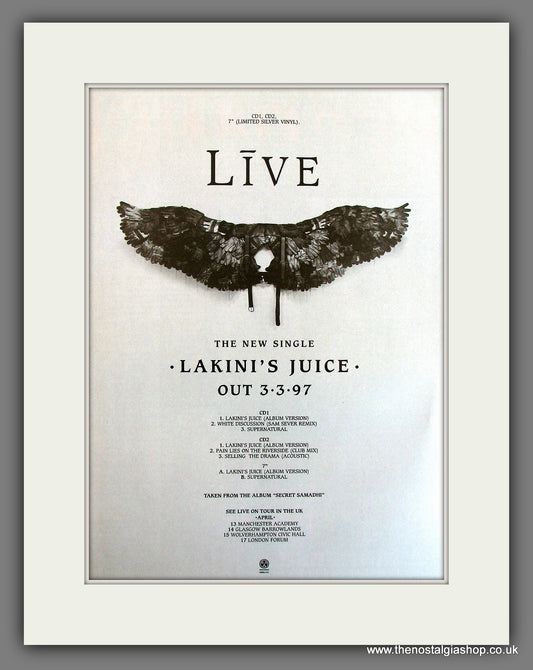 Live Lakini's Juice. Original Vintage Advert 1997 (ref AD56221)