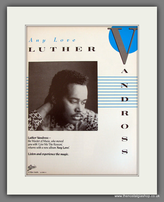 Luther Vandross Any Love. Original Vintage Advert 1988 (ref AD56226)