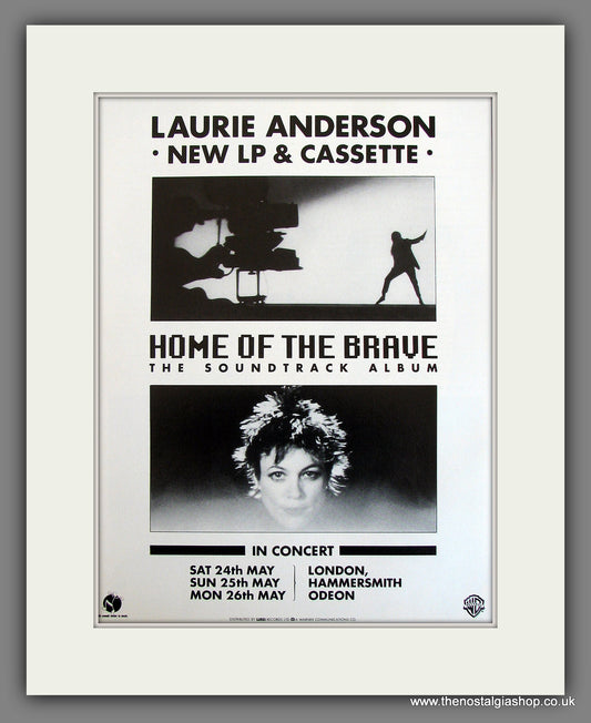 Laurie Anderson Home Of The Brave. Original Vintage Advert 1986 (ref AD56227)