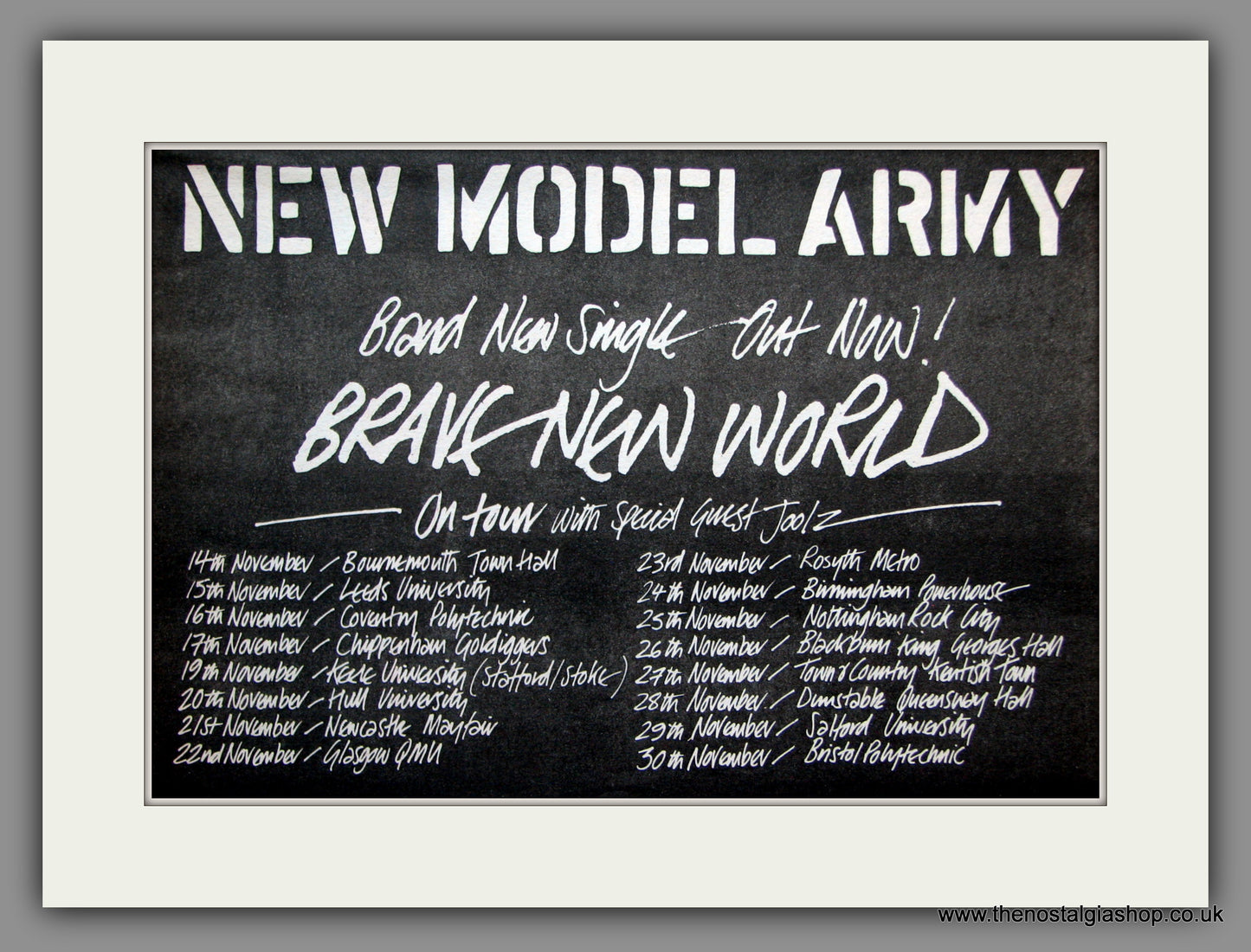 New Model Army. Brave New World. UK Tour. 1985 Original Advert (ref AD51358)