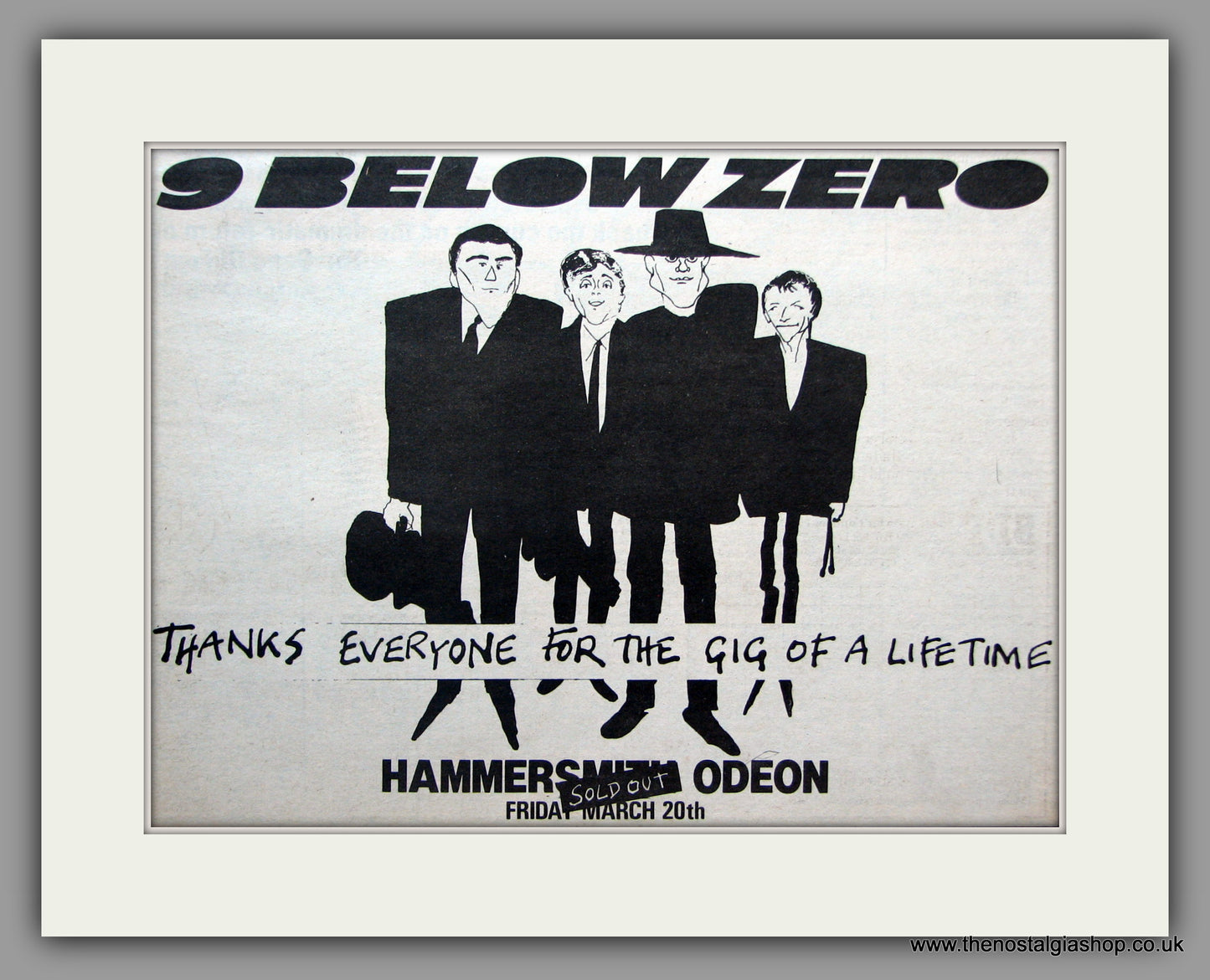 Nine Below Zero. Hammersmith Odeon. 1981 Original Advert (ref AD51362)