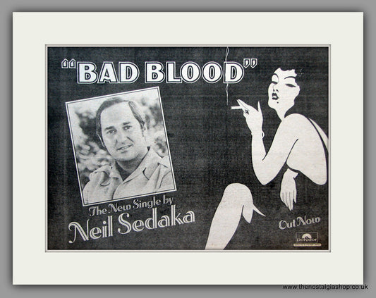 Neil Sedaka. Bad Blood. 1974 Original Advert (ref AD51366)