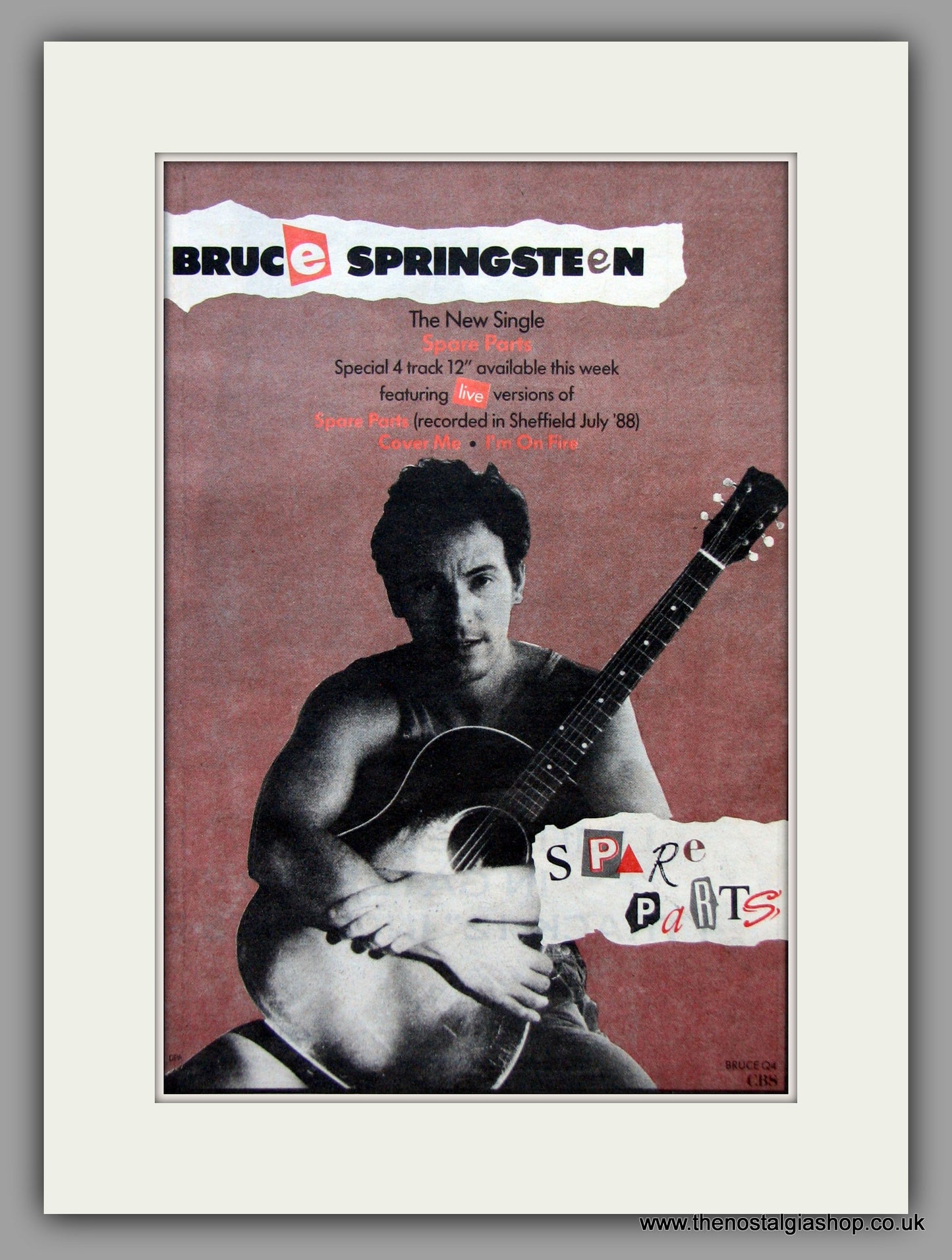 Bruce Springsteen. Spare Parts.  Vintage Advert 1988 (ref AD51375)