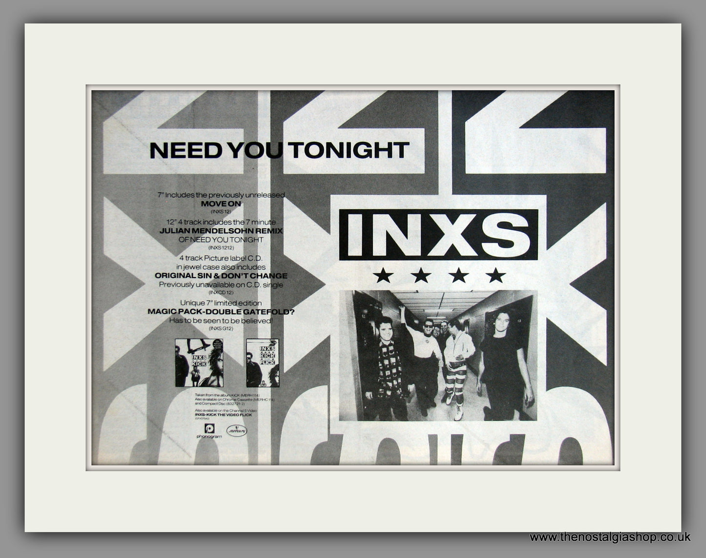 INXS Need You Tonight. 1988 Original Advert (ref AD51379)