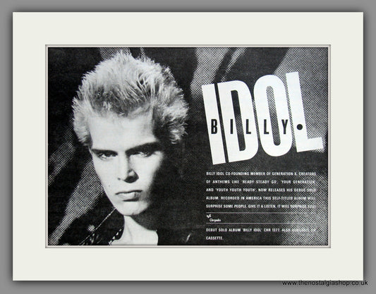 Billy Idol. Debut Solo Album 1982 Original Advert (ref AD51381)