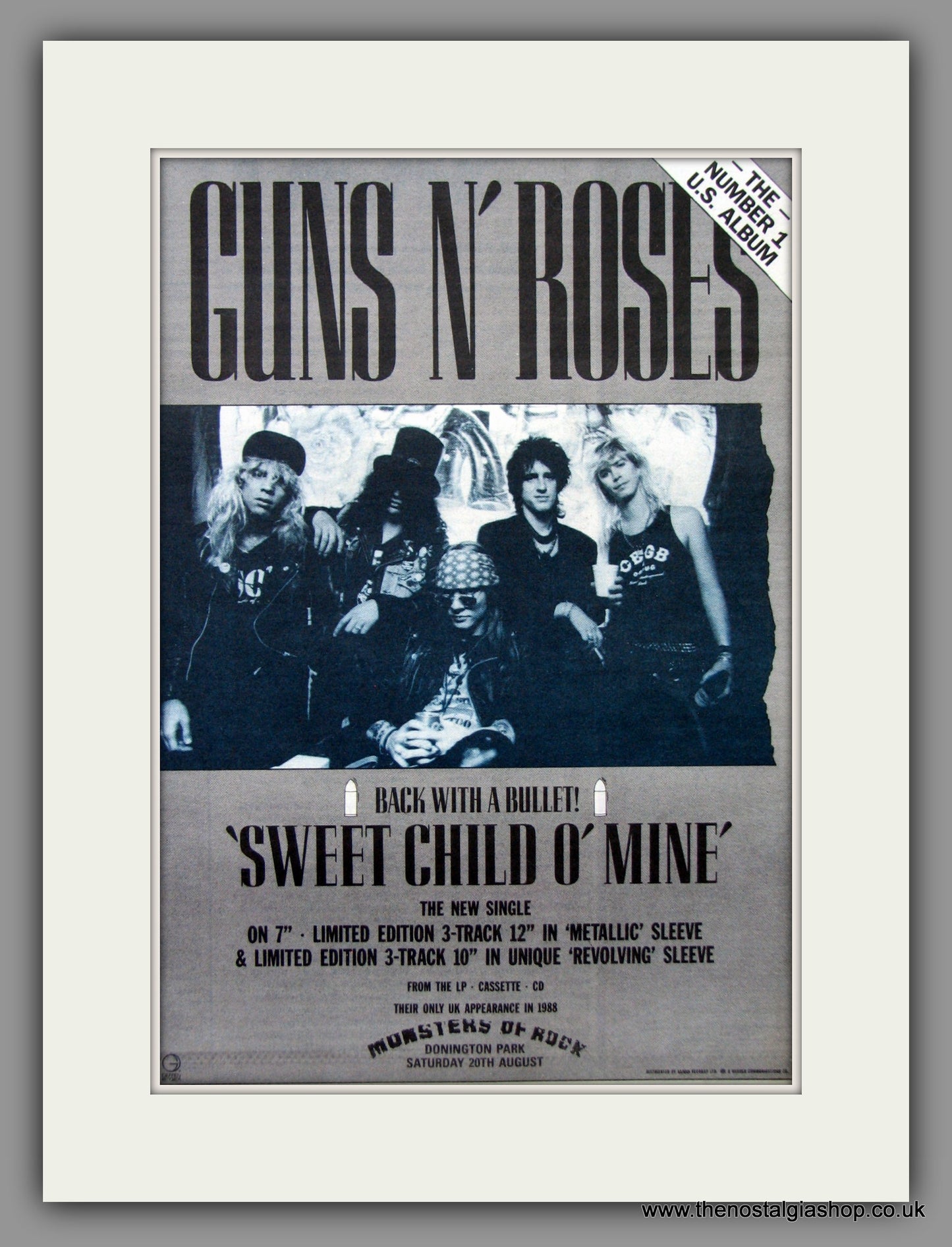 Guns N' Roses. Sweet Child O' Mine. 1988 Original Advert (ref AD51383)