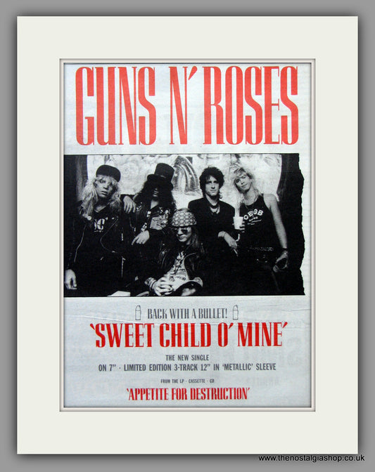 Guns N' Roses. Sweet Child O' Mine. 1988 Original Advert (ref AD51384)