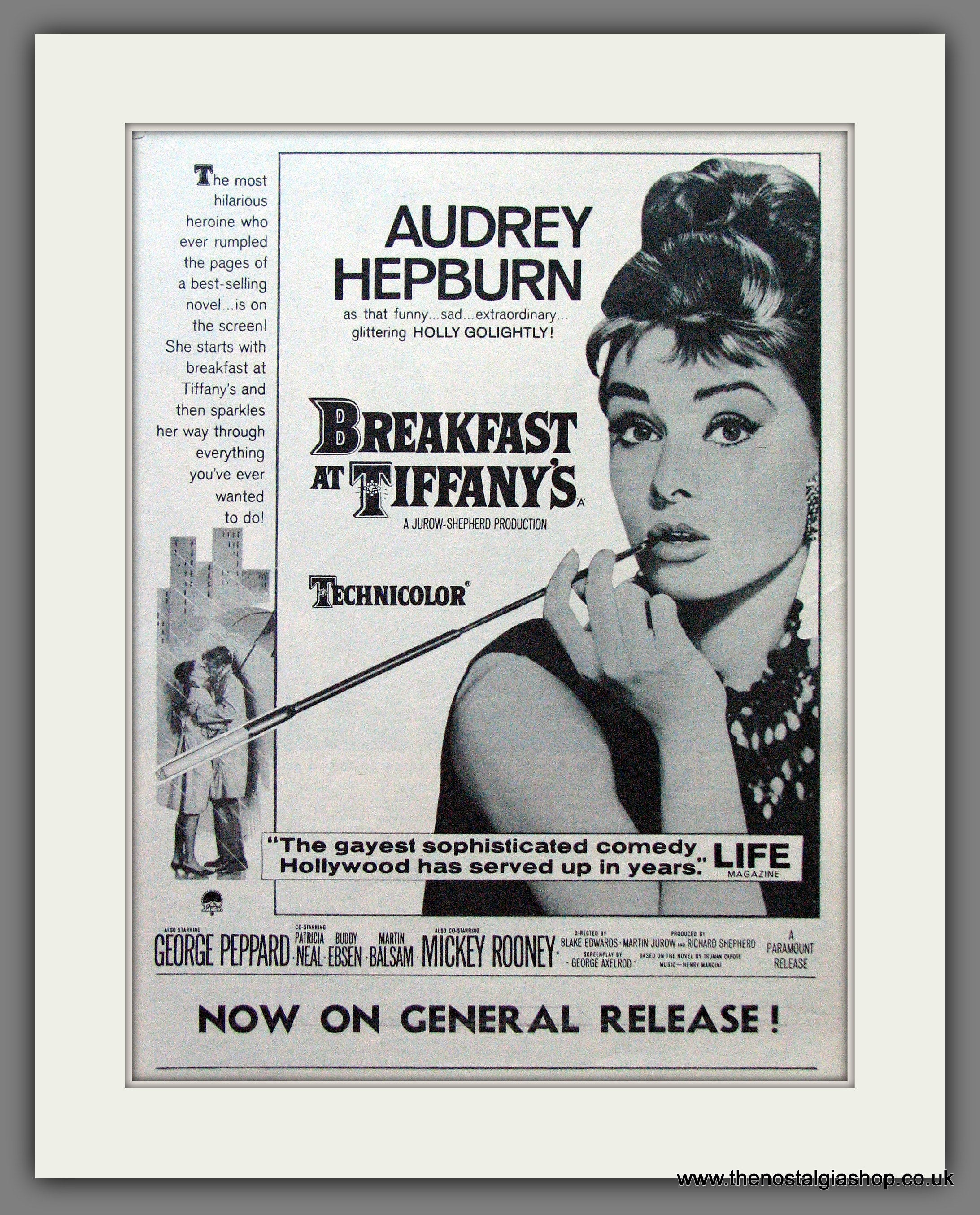 Breakfast At Tiffany's. Audrey Hepburn. Vintage Advert 1961 (ref AD562 ...