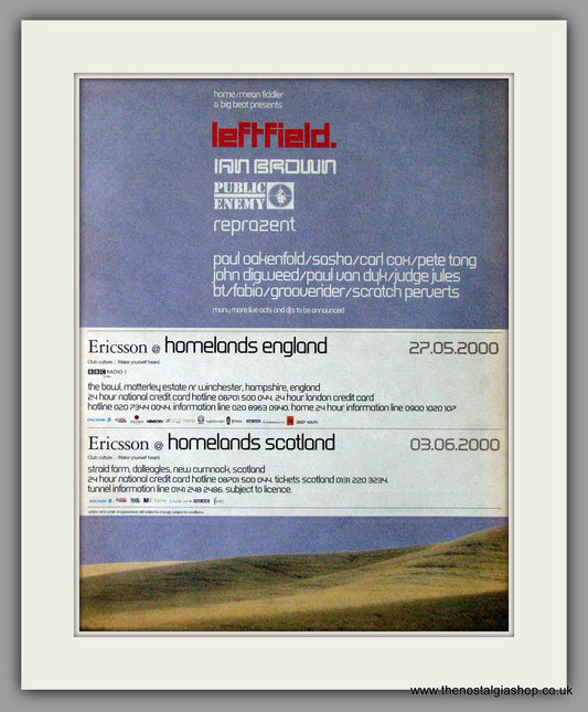 Homelands Festival Leftfield, Ian Brown. 2000 Original Advert (ref AD11245)