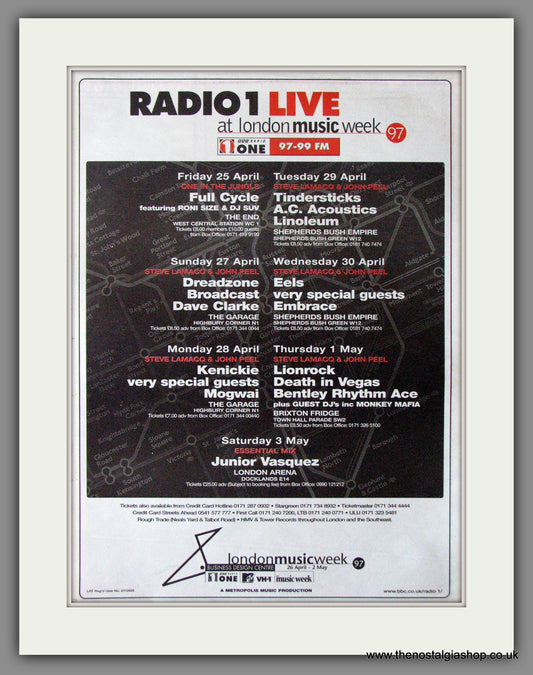 Radio One Live At London Music Week.  1997 Original Advert (ref AD11253)