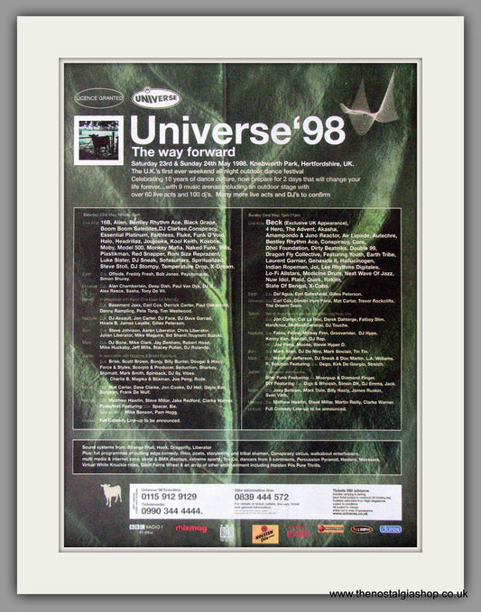 Universe '98 Festival.  1998 Original Advert (ref AD11254)