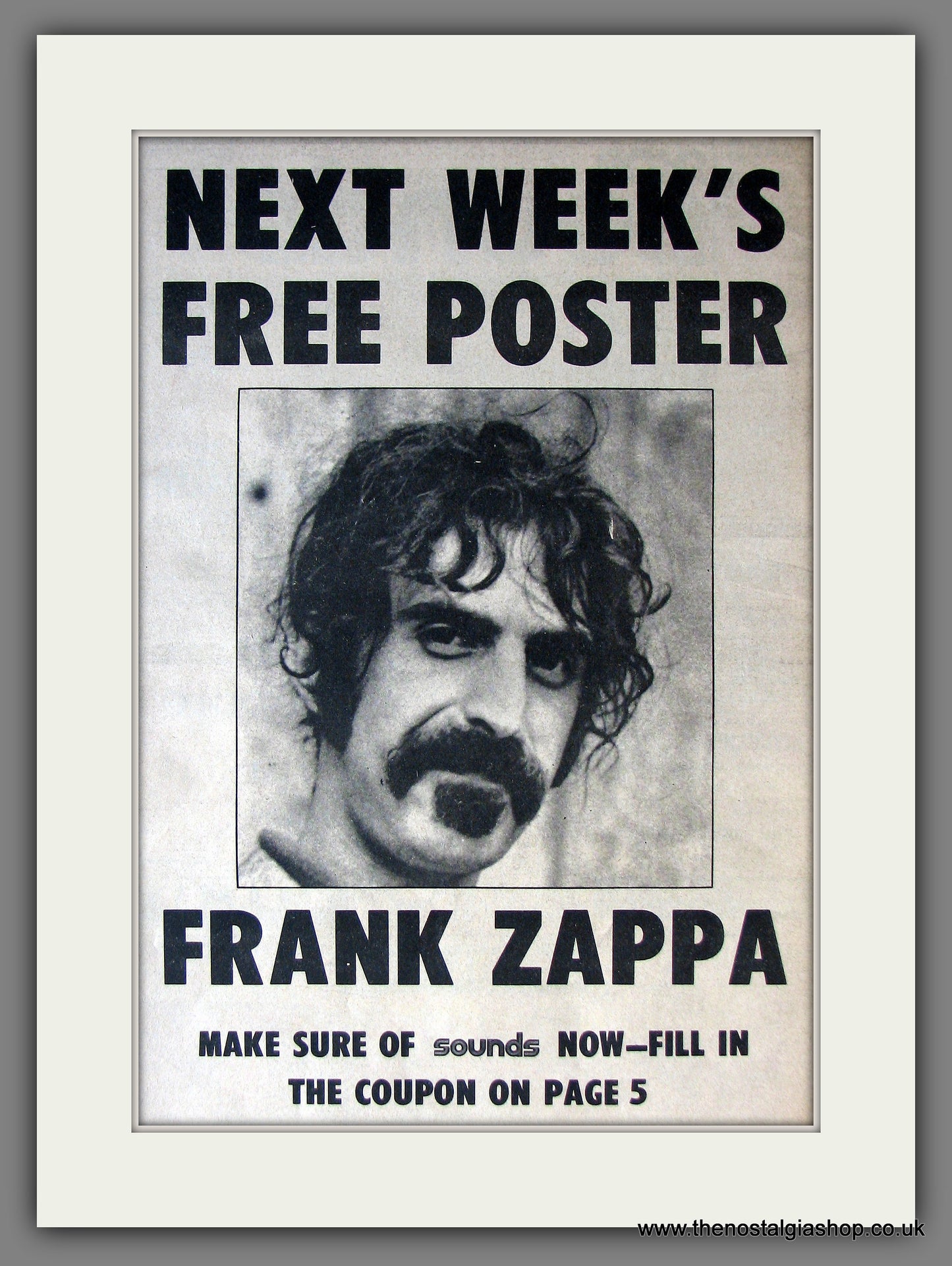 Frank Zappa. Poster. 1970 Original Advert (ref AD13790)