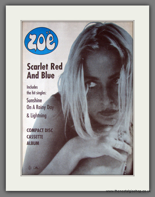 Zoe. Scarlet Red and Blue. 1991 Original Advert (ref AD13795)