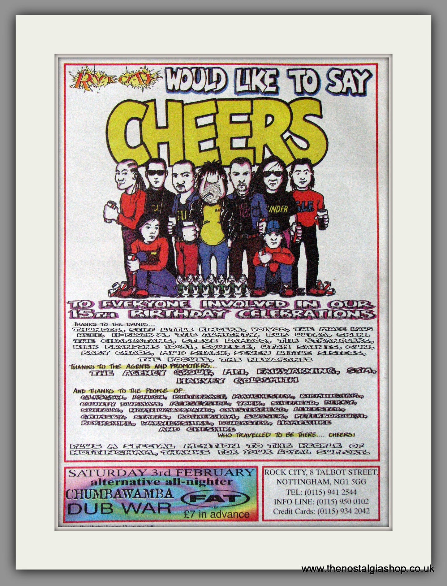 Rock City Thanks for the 15th Birthday Celebrations. 1996 Original Advert (ref AD11269)