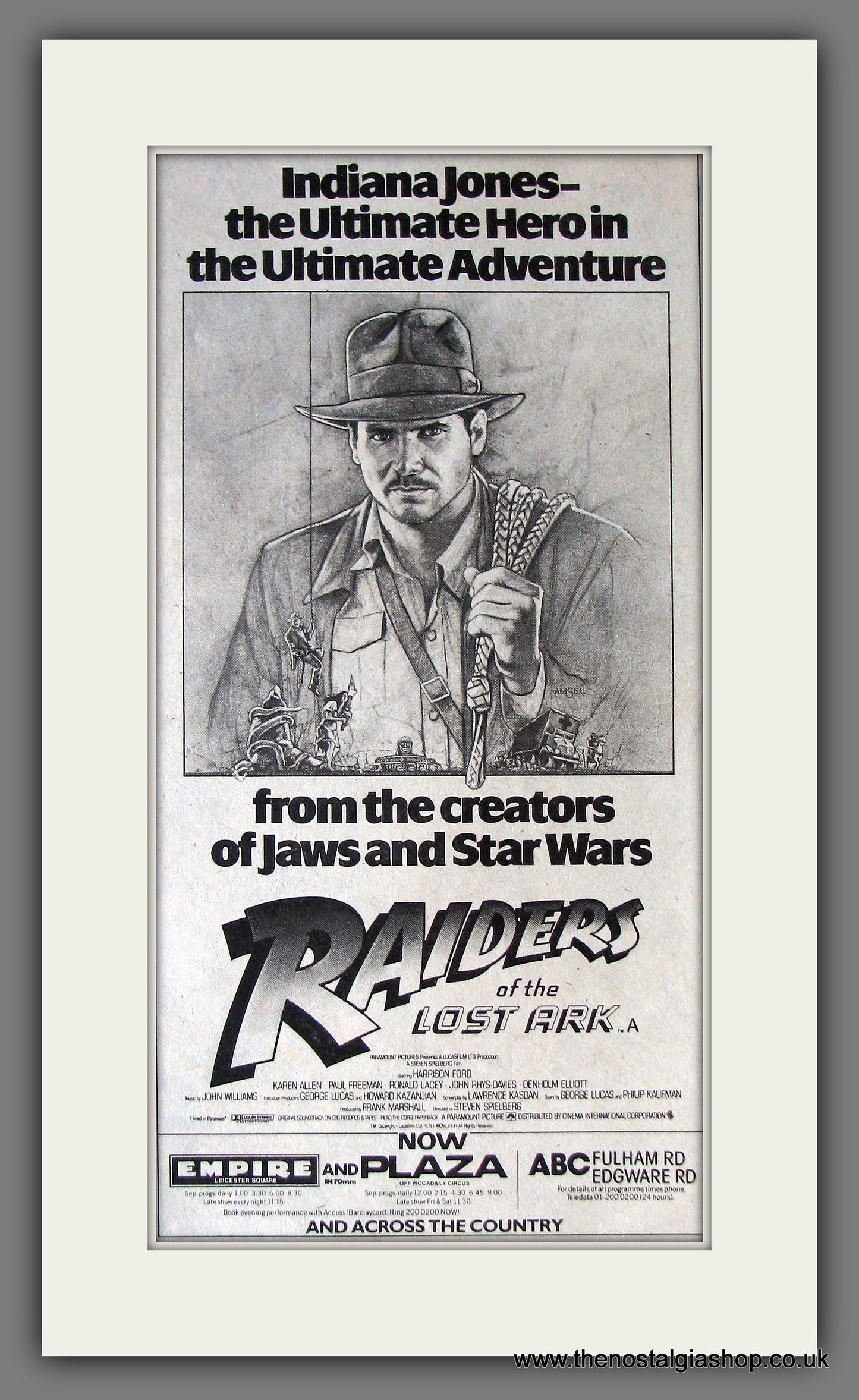 Raiders Of The Lost Ark. Vintage Advert 1981 (ref AD13800)