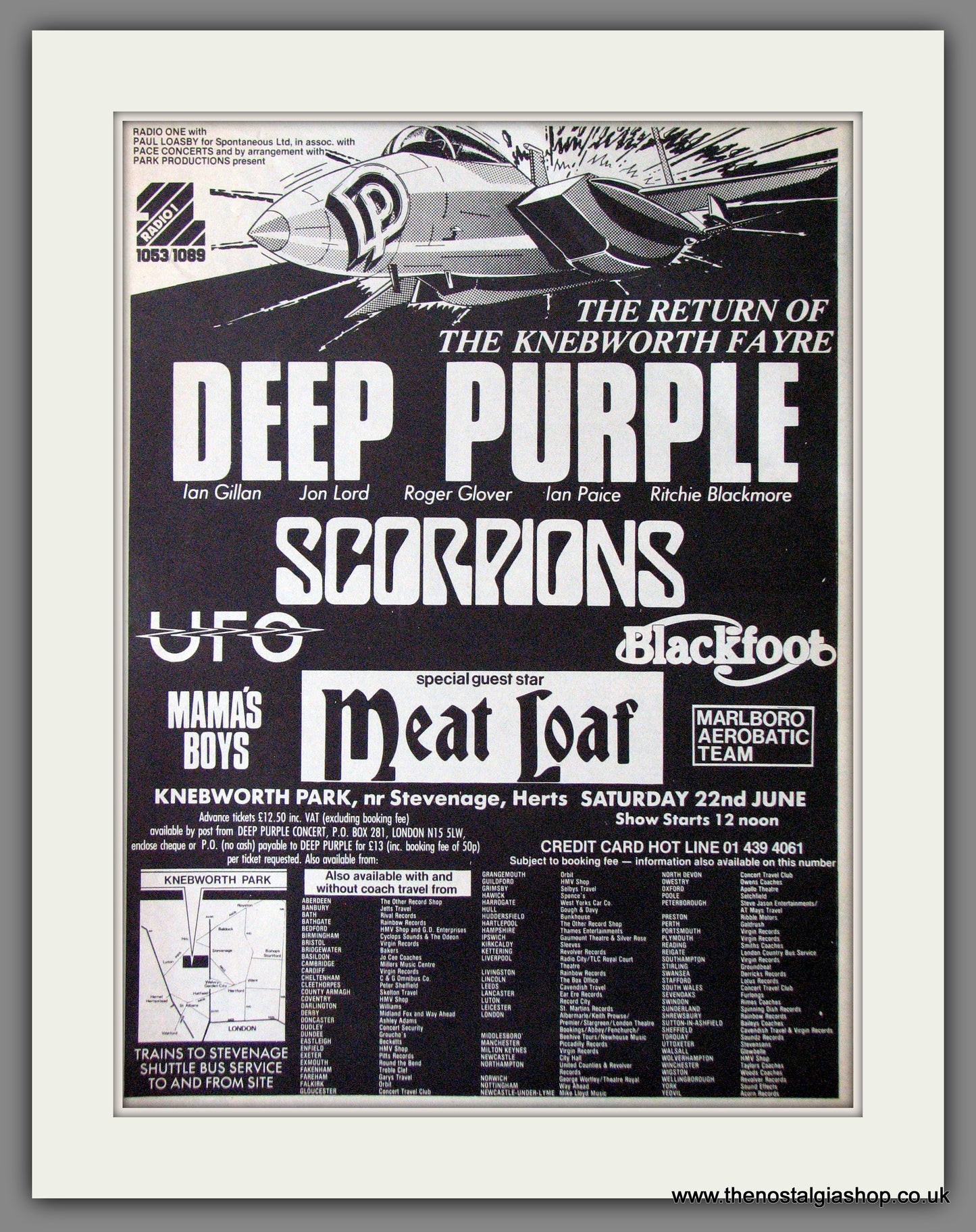 Knebworth Fayre. Deep Purple, Scorpions. Original Advert 1985 (ref AD11299)