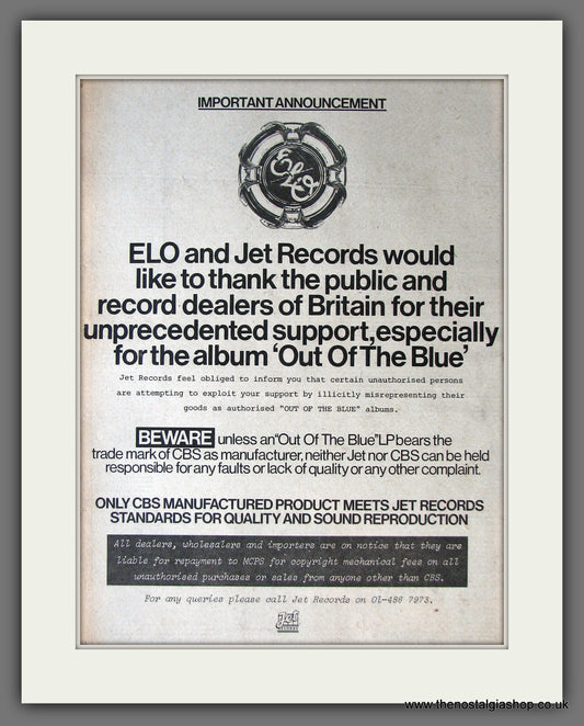 Electric Light Orchestra. Thankyou. Original Advert 1978 (ref AD13828)