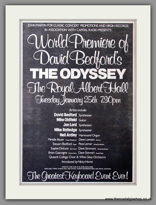 The Odyssey. David Bedford. Royal Albert Hall. Original Advert 1977 (ref AD11303)