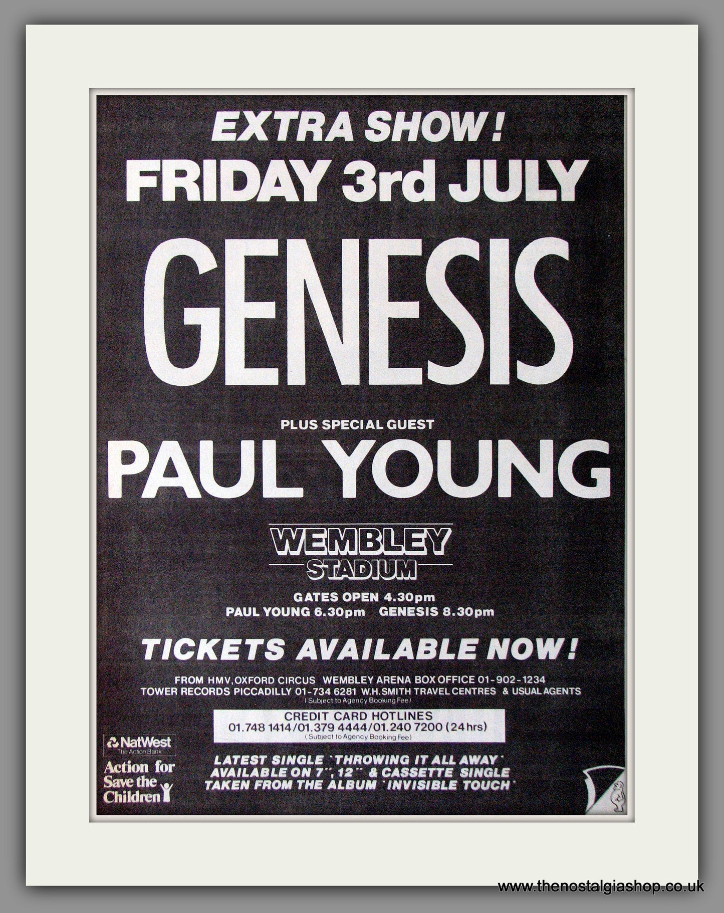 Genesis and Paul Young. Wembley. Original Advert 1987 (ref AD11304)