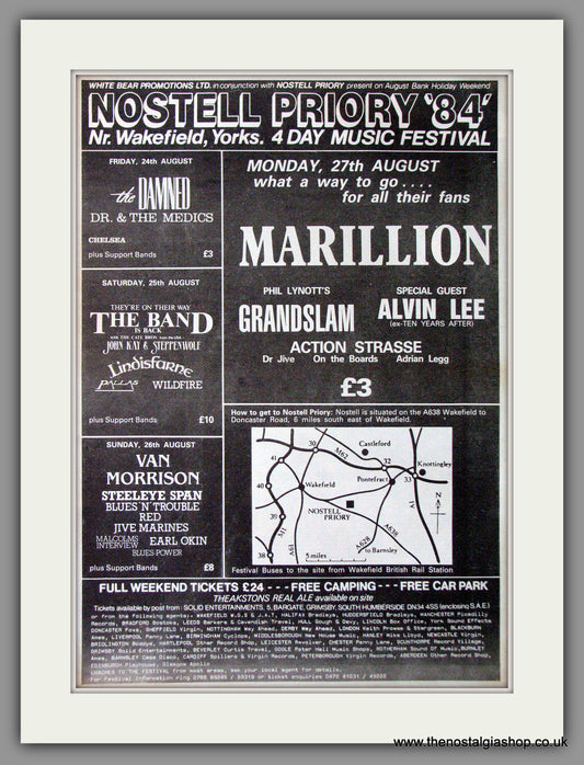 Nostell Priory '84. Marillion. Vintage Advert 1984 (ref AD11323)