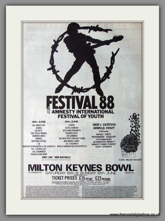 Festival Of Youth Concert. Milton Keynes Bowl. Vintage Advert 1988 (ref AD11329)