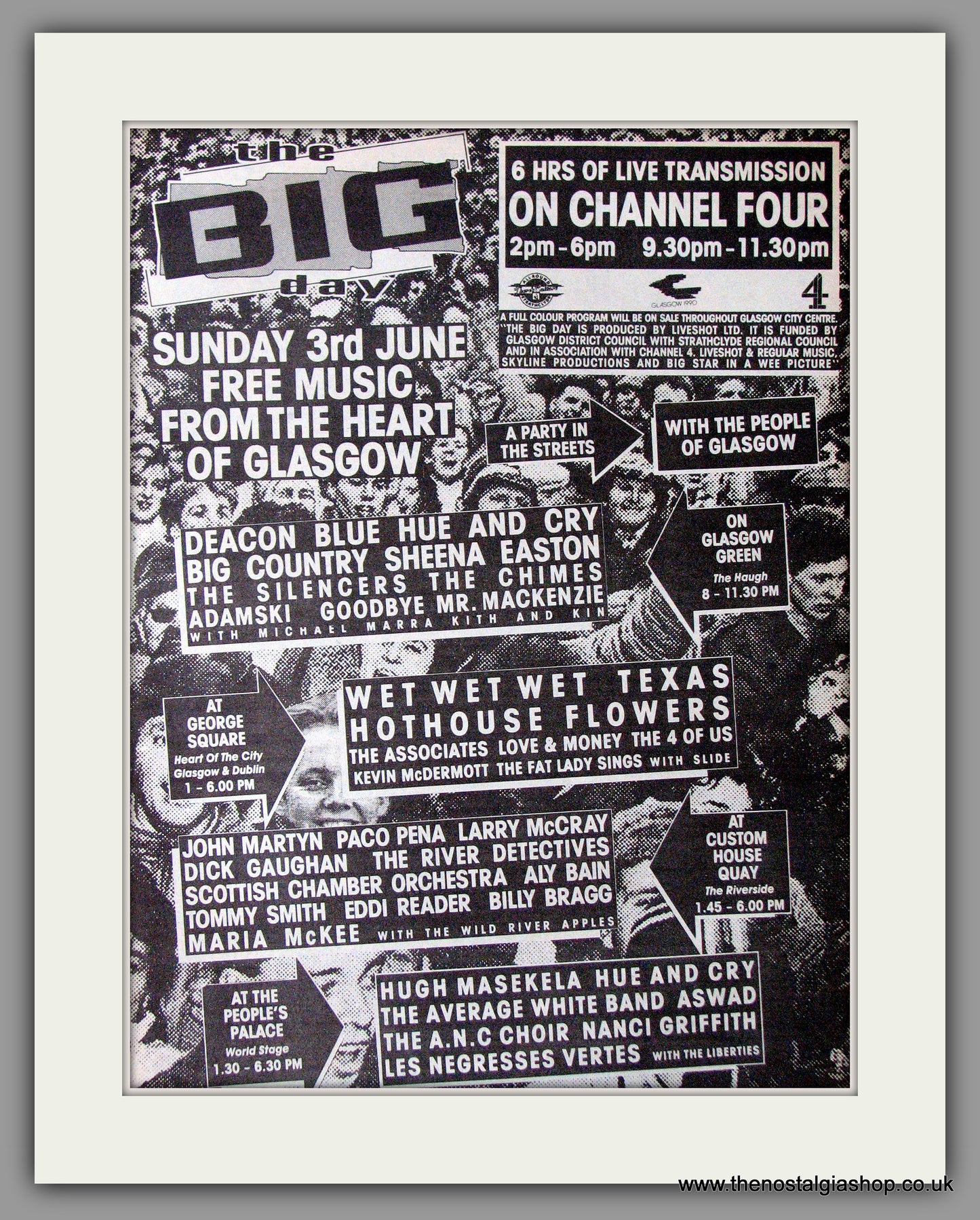 The Big Day, Free Music From The Heart of Glasgow. Vintage Advert 1990 (ref AD11335)