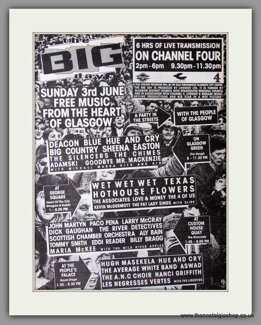 The Big Day, Free Music From The Heart of Glasgow. Vintage Advert 1990 (ref AD11335)