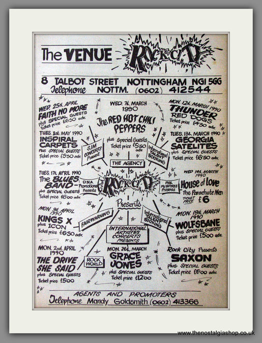 Rock City Nottingham. Promotions '90 Vintage Advert 1990 (ref AD11337)