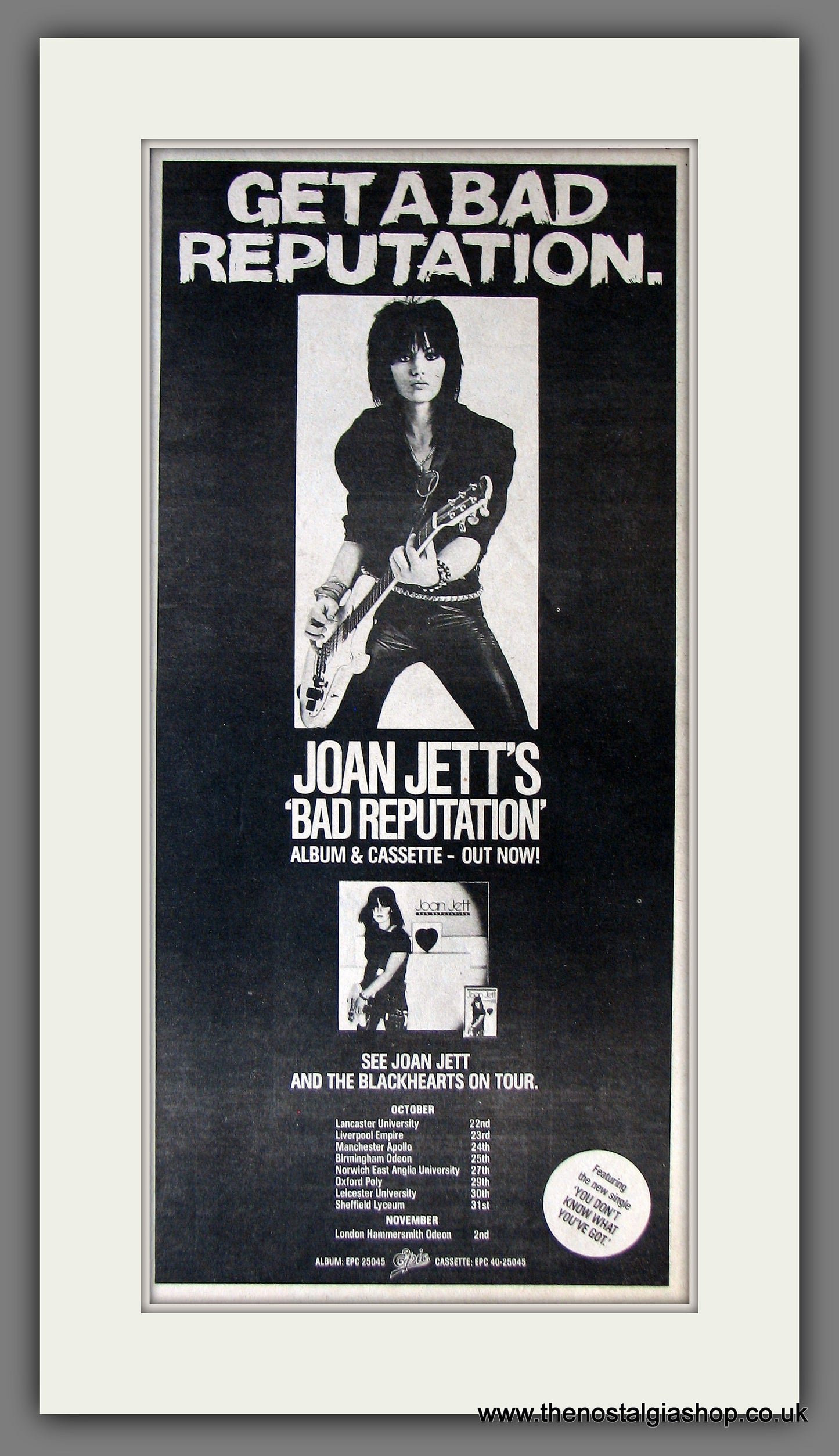 Joan Jett. Bad Reputation. Original Advert 1982 (ref AD13858)