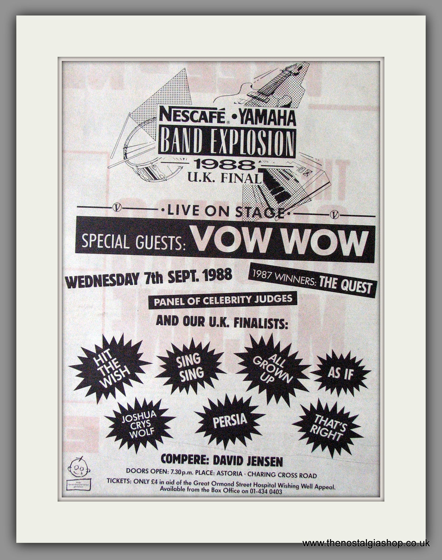 Band Explosion 1988 UK Final with Guests Bow Wow Vintage Advert 1988 (ref AD11348)