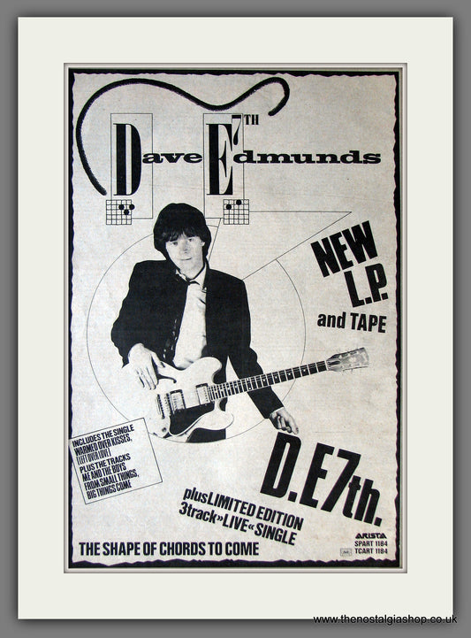 Dave Edmunds. Warmed Over Kisses. Original Advert 1982 (ref AD13861)