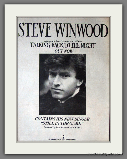 Steve Winwood. Talking Back To The Night. Original Advert 1982 (ref AD13864)