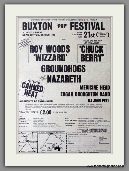 Buxton Pop Festival. Chuck Berry.. Vintage Advert 1973 (ref AD11366)