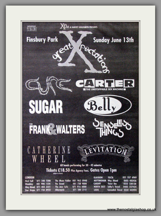 Great X pectations Concert. Finsbury Park . Vintage Advert 1993 (ref AD11382)