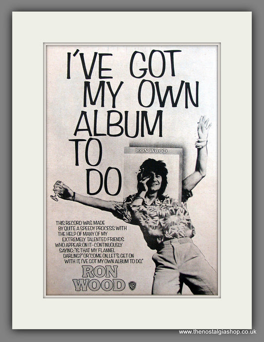 Ron Wood. (Rolling Stones.) New Album. Vintage Advert 1974 (ref AD13893)