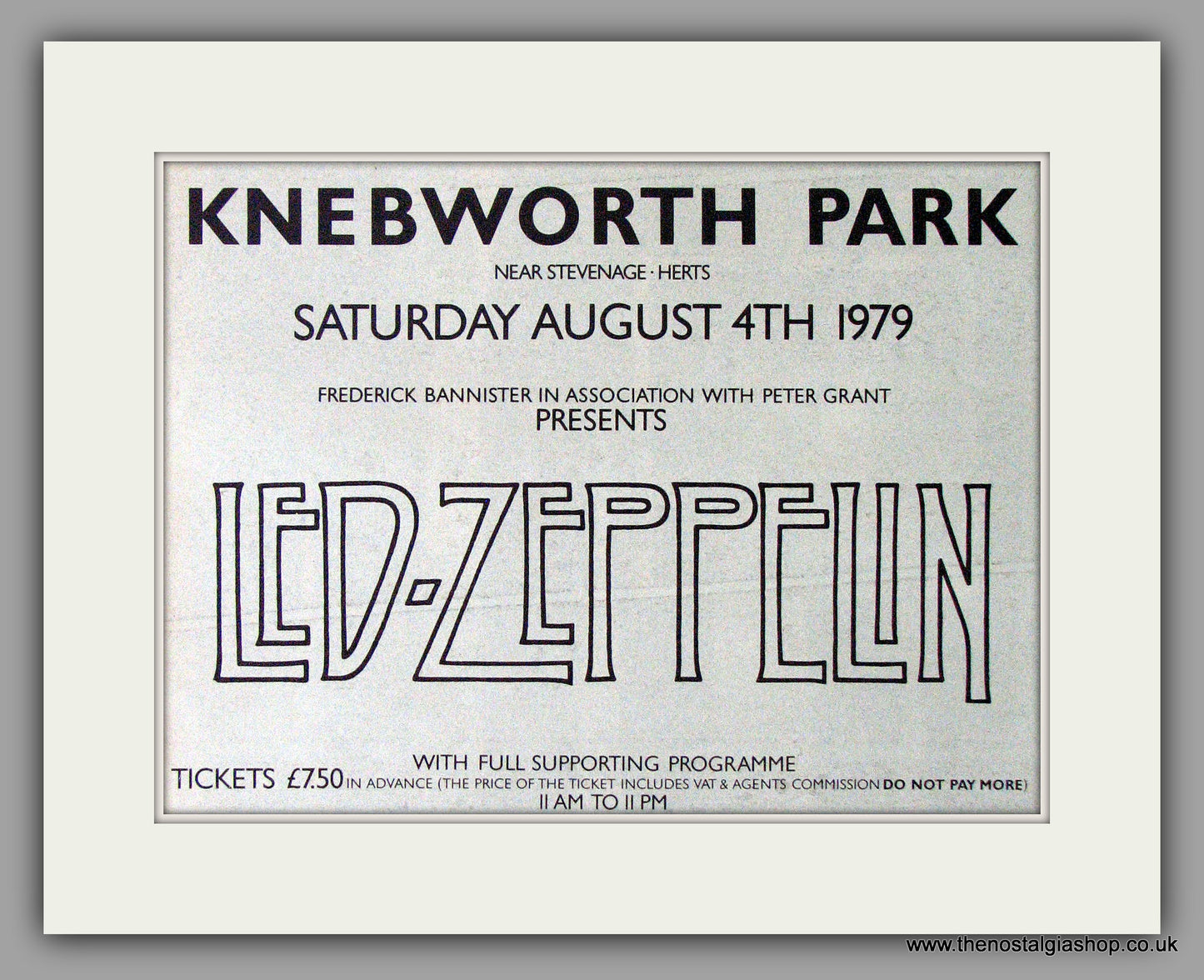 Led Zeppelin, Knebworth Park 4th August 1979 Original Advert (ref AD52035)