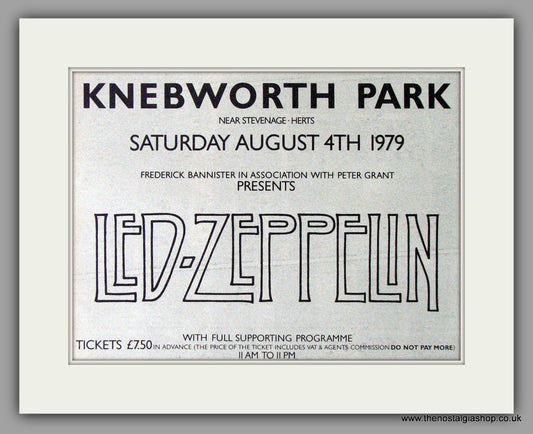 Led Zeppelin, Knebworth Park 4th August 1979 Original Advert (ref AD52035)